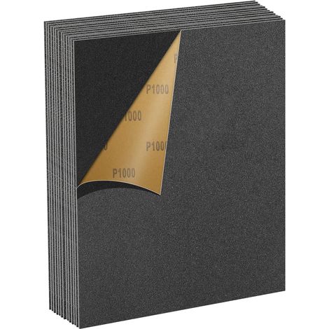 Set de Papier Abrasif 1000 Grains, 12 Pièces 23 x 28cm Papier Abrasif Résistant à l'Eau pour Voitures Métaux Murs Bois Meubles, Polissage Humide et Sec Papier de Verre (1/5)