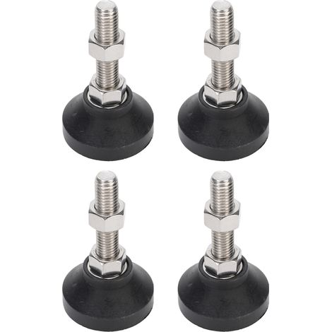 Lot de 4 pieds de nivellement meuble filetage M12 plateau table chaise établi support nylon base ronde 50mm noir (1/5)