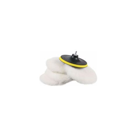 5 unités de capuchons de polissage de 150 mm + disque de polissage, éponge de polissage en laine, tampons de polissage avec adaptateur de perçage M14 pour polisseuse (1/5)