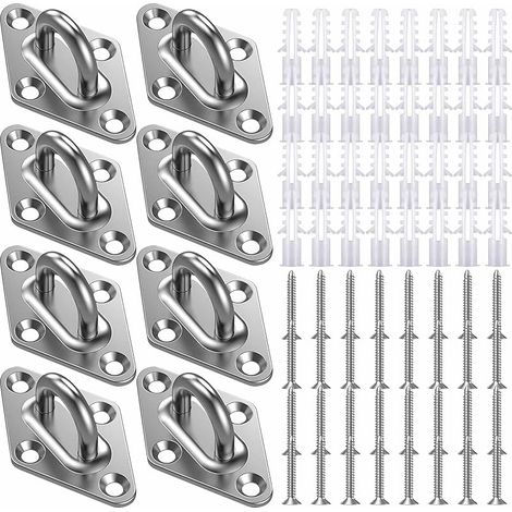 M5 Plaques à Oeillets,8 Pièces Platine Oeillet Inox Rhombic,Kit de Crochet Plafond Charge Lourde,Crochet Suspension Plafond Fixation Support Anneau Mural Boulon à Oeil pour Accrocher Objets (1/5)