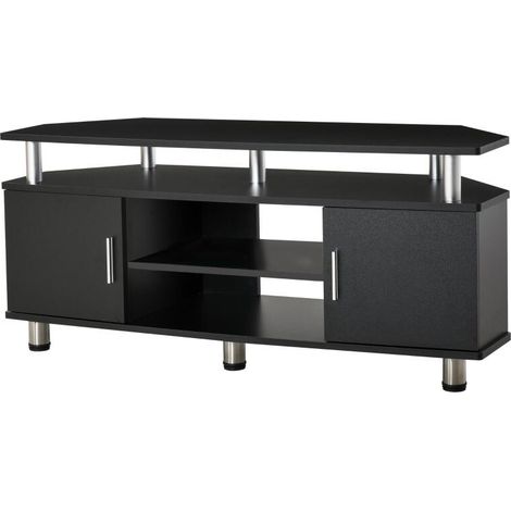TV Unit Cabinet for TVs up to 55 Inches with Storage Shelves and Cupboard, Entertainment Centre for Living Room, Black (1/5)
