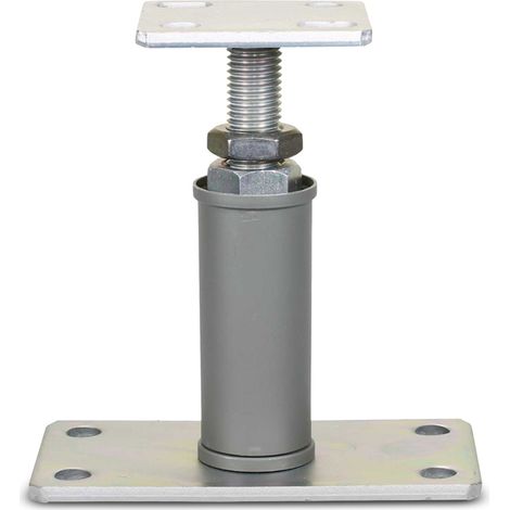 BB Stanz Pfostenträger, Stützfuß H001, höhenverstellbar mit Platte, Edelstahllook