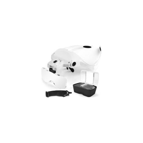 Lupa con 2 LED, lente frontal iluminada para lectura, trabajos de precisión, reparaciones, costura, joyería, relojería y manualidades. Incluye 5 lentes desmontables (de 1.0X a 3.5X).