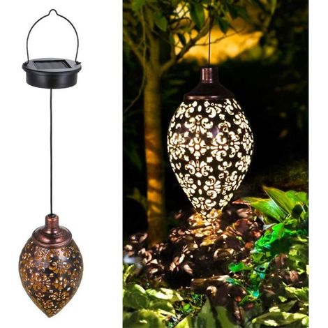 Lanterne portative - Lanterne Solaire Jardin Décoration Extérieur Étanche Luminaire Solaire (Olive) - pendaison (1/5)