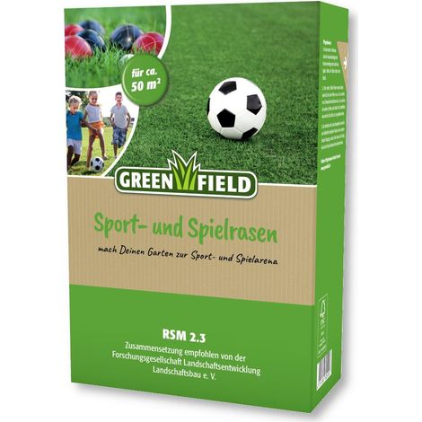 Greenfield Sportrasen und Spielrasen 1 kg Gras Samen Rasen Sport Familie Robust