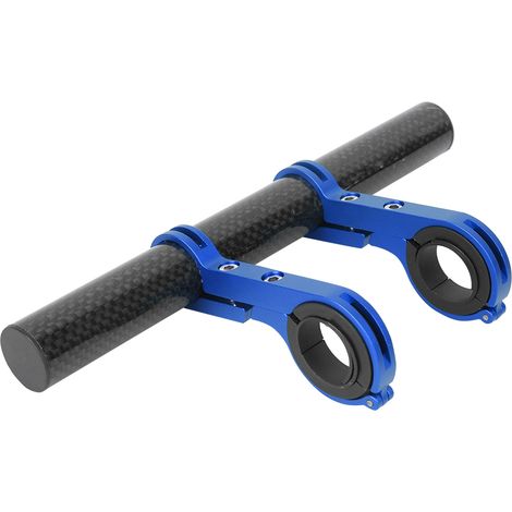 Support de vélo multifonction pour lampe et feu arrière, double collier carbone bleu (1/5)