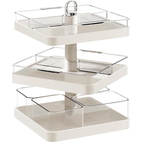 Piatto da portata girevole a 3 livelli per la decorazione della cucina - supporto per vassoio con manici e 8 scomparti rimovibili - piatto da portata per frutta secca (1/5)