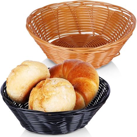 alpina Set di cestini per il Pane - 2 Pezzi - Cestini in Vimini - Marrone e Nero (1/5)