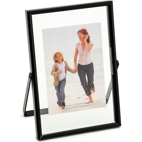 Cornice fluttuante nera con mensole verticali, portafoto da tavolo, pannello sospeso nero, adatto per menu/matrimonio, festa, decorazione di cerimonie (1/5)