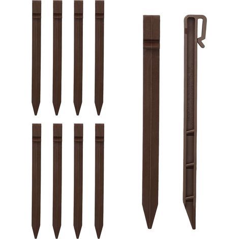 10er-Pack – Verankerungspfähle – Beeteinfassung – Stabile Befestigung für Garten und Terrasse. UV- und korrosionsbeständig. Für den Außenbereich. Braun. 24,6 cm (1/5)