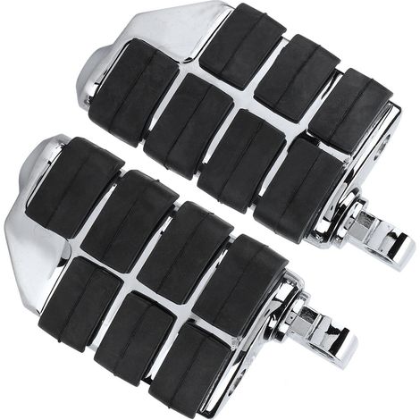 Universelle CNC-gefräste Aluminium-Gummi-Motorradfußrasten für Kawasaki, verchromt, für Fahrer und Beifahrer, 2-teiliges Set, robust und rutschfest. (1/5)
