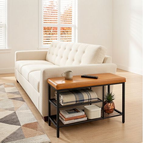Zapatero banco con asiento metálico 80 x 30 x 50 cm OKMYHOME (1/5)