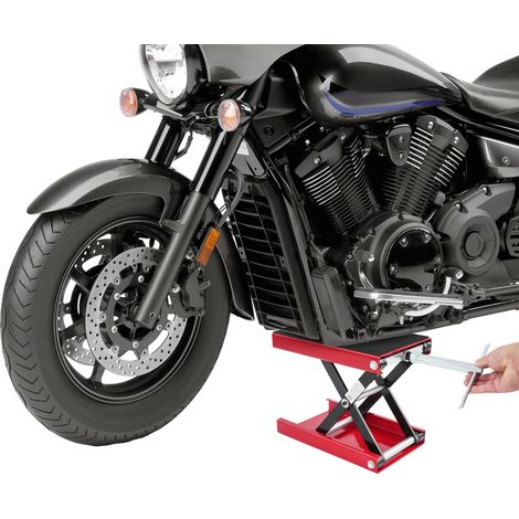 YISSALE - Cric de Moto à Ciseaux 500 kg – Table Élévatrice Réglable 9,3-35 cm, Plateforme 37×23 cm – Acier C45 Rouge pour Atelier & Entretien Moto (1/5)