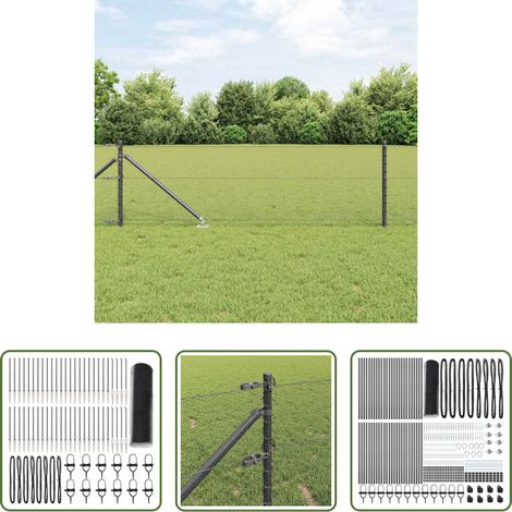 vidaXL Stahl und PVC -  Zaunpfosten Grau 100 x 0,6 m (13 mm Maschenweite) Stahl und PVC (1/5)