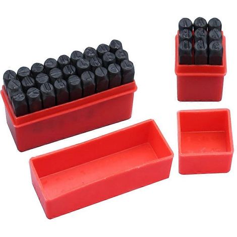 Jeu de 36 poinçons en acier au carbone pour lettres et chiffres, compatibles avec le marquage à chaud. (1/4)