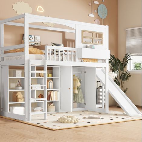 Etagenbett Kinderbett mit Rutsche und Kleiderschrank 90x200 OKMYHOME (1/5)