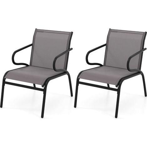 Set di 2 sedie da giardino moderne 72,5 x 54 x 77,5 cm comfort ottimale con schienale ergonomico metallo grigio 200011775