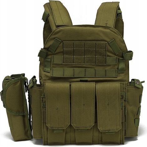 Militärische taktische Weste 600D MOLLE Taschen Uni Grün