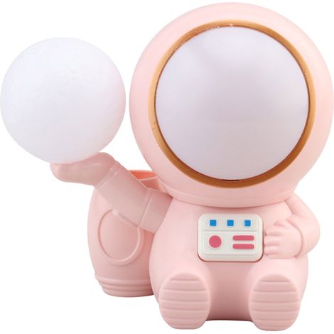 Lampe De Bureau - Astronaute Avec Prise Usb - Porte-Stylos Et Taille-Crayon Intégrés - Veilleuse À Gradation Colorée - Alimentation Par Câble Usb - 1 Pièce (1/5)