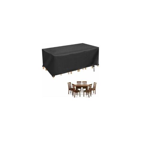 Gartentischabdeckung, wasserdichte rechteckige Gartenmöbelabdeckung, strapazierfähige UV-beständige Schutzhülle für den Garten, 250 x 110 x 90 cm, Schwarz-Crezuo