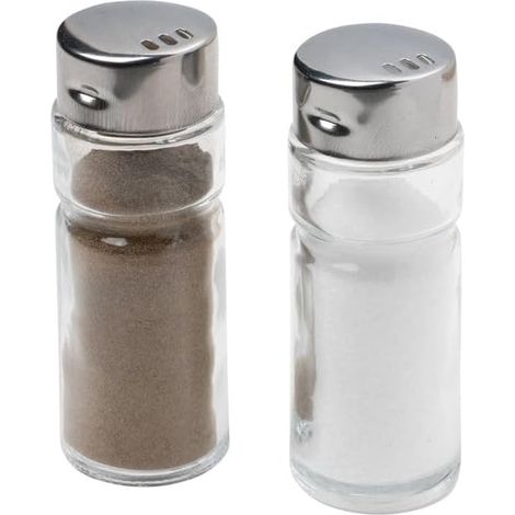 Lot de 12 Salière, Verre transparent, Couvercle Acier inoxydable, 8 cm, Usage professionnel et fêtes (1/5)
