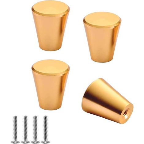 Poignée Meuble, Boutons de Portes Pour Placards en Alliage D'aluminium 4 Pièces Doré Tour Bouton de Meuble Cuisine Vintage avec Vis pour Commode, Armoire (1/5)