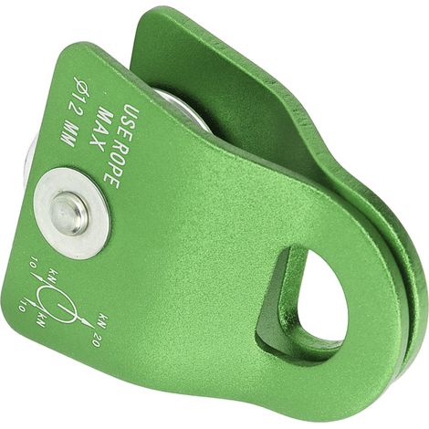Poulie d'escalade 20KN en alliage alu-magnésium, plaque latérale unique pour alpinisme, ski et via ferrata, couleur verte. (1/5)