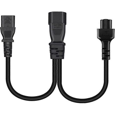 Câble d'alimentation d'extension avec fiche mâle IEC C14 vers ligne d'extension femelle IEC320-C13+C5 (1/4)