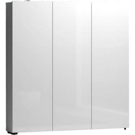 Armadio Multiuso Grande Onice, 10 Ripiani, 3 Ante Made in Italy, 19x115h cm Bianco Lucido