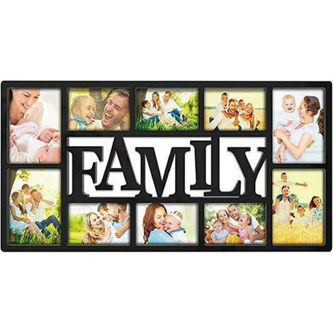 Youyijia Family Multi Aperture Photo Frame 74X38cm 3D Wall Mount Memories Collage for Bedroom Kitchen Dining Room (Black) (1/5)