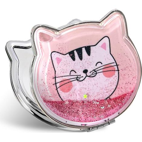 Miroir Maquillage Poche Mini Pliable, Grossissant 7 7.5cm, Facile à Transporter. Cadeaux Pour Garçons et Filles. (Couleur Rose) (1/5)