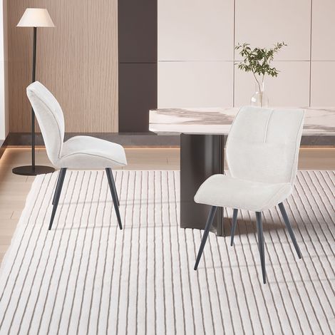 Lot de 2 chaises en tissu texturé écru - BOSA (1/5)