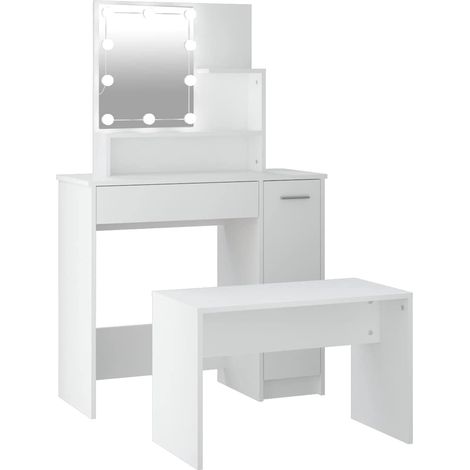 Maison Exclusive - Set Tavolo da Toeletta Bianco con LED in Legno Multistrato (1/5)