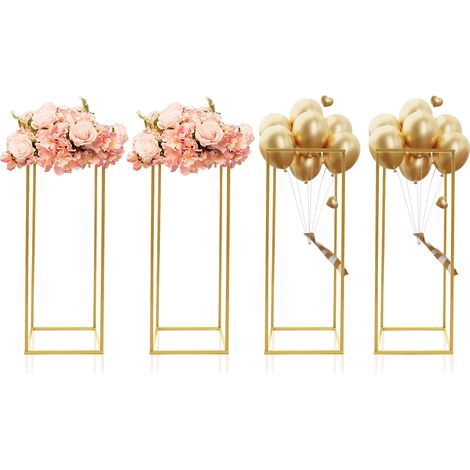 Centre de Table Vase en Métal 60cm Haut 4 Pièces Support de Fleurs Doré Présentoir Colonne pour Mariage, Fêtes, Maison (1/5)