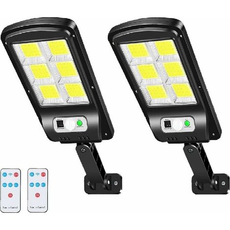Farola solar exterior LED de 6000 lúmenes con sensor de movimiento, 3 modos y clasificación de impermeabilidad IP67 para jardín, garaje, patio, escaleras y terraza (paquete de 2). (1/5)