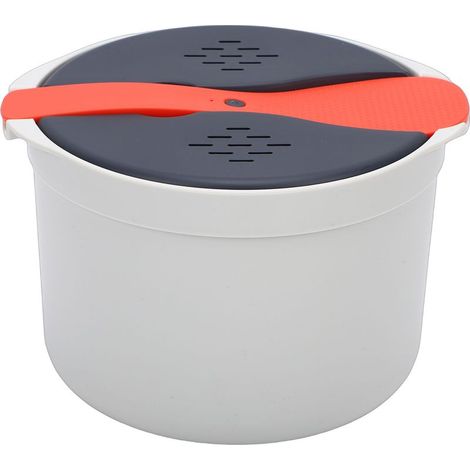 Cuiseur à pâtes micro-ondes avec passoire, batterie de cuisine 2L pour riz et légumes. (1/5)