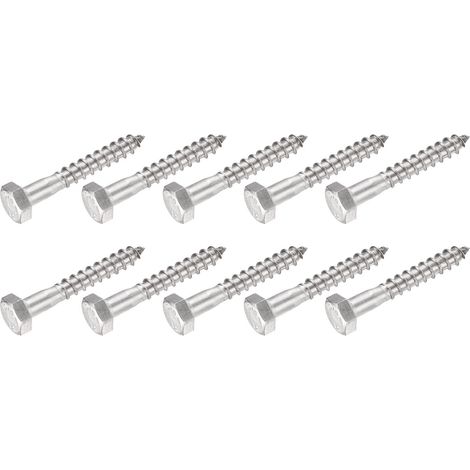 Hex Tirefond Vis M6x40mm 10pcs, 304 Inox Acier Autotaraudeurs Bois Boulons - pour Ménage Applications (1/5)