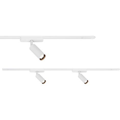 Système de rail kit d'extension, 2x spots LED, extensible, orientable, lampes, système de rail lumineux pour plafond, rail pour spots, lampe de plafond, plafonnier, 1m, blanc (1/5)