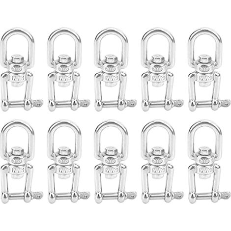 10 pièces mousqueton rotatif en acier inoxydable crochet pivotant à Double extrémité accessoires de gréement de manille M5 (1/5)