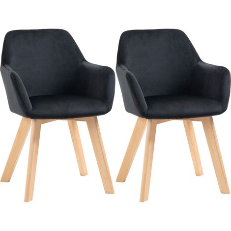 Set aus 2 ergonomischen Küchenstühlen mit Armlehnen, Rückenlehne aus Polyester und Holz, schwarz (1/5)