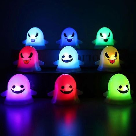 Lot de 12 guirlandes lumineuses décoratives d'Halloween, fantômes mignons, bougies LED, accessoires de décoration pour salle (1/5)
