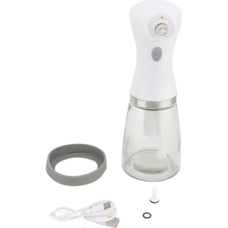 Atomizador de aceite eléctrico con luz LED, botella de vidrio eléctrica ajustable para dispensar aceite de cocina. (1/5)