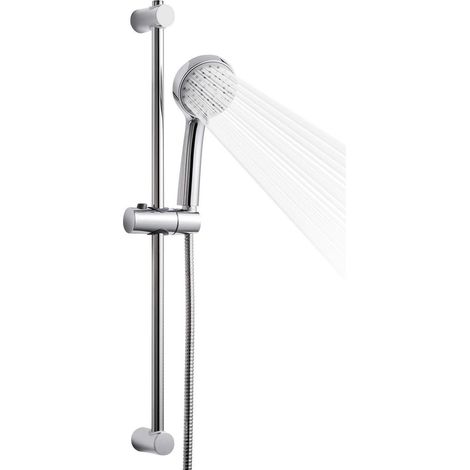 Ensemble de douche acier inoxydable, 3 jets, barre réglable 53cm, chromé (1/5)