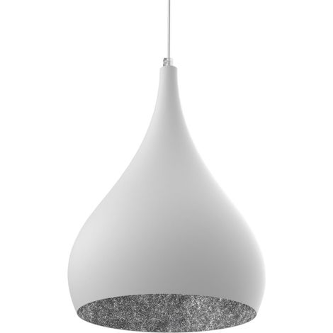 LUMICOM CALICE Sospensione, 1X E27, max 42W, metallo, bianco/foglia argento, D.20cm