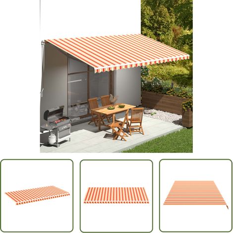 The Living Store Tissu de remplacement pour auvent Jaune et orange 6x3 m - Tissus D'ombrage - Auvent De Jardin - Toile D'extérieur - Protection Solaire - Parasol De Jardin (1/5)