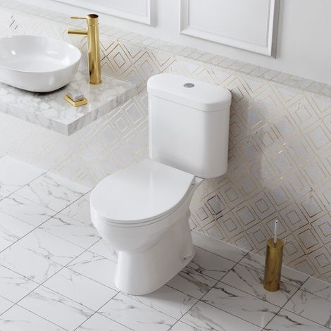 Amber Rimless Close-Coupled WC Toilet Pan and Soft Close Seat with Dual Flush (1/5)
