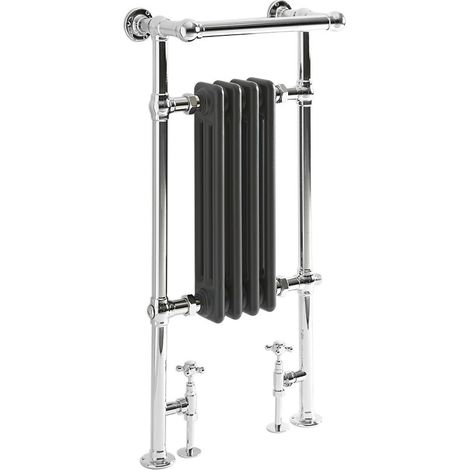 Hudson Reed Elizabeth - Sèche-Serviettes Mixte Rétro Sur Pieds Anthracite – 93cm x 45cm (avec barre déportée)