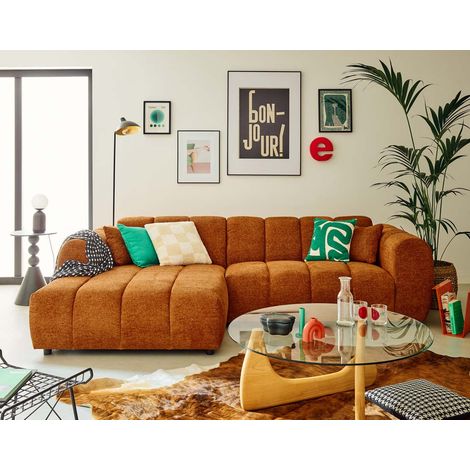 Curtis - ecksofa links 4-sitzer aus strukturiertem stoff - terrakotta