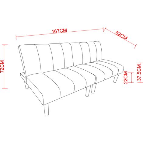 Canapé-lit 2 places 167 cm pliant, dossier réglable sur 3 positions. gain de place convertible en lit d'amis pour petite chambre