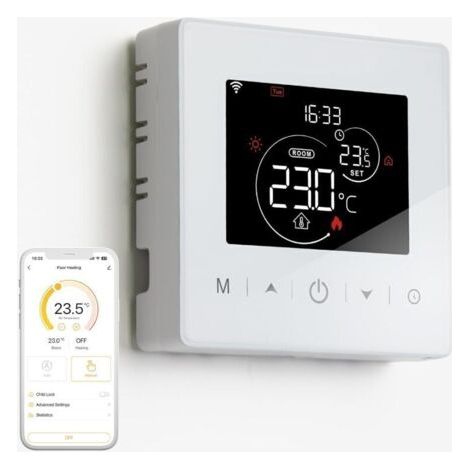 BARKBUSTERS Thermostat Connecté WiFi,Thermostat Chaudiere Gaz a Pile,Thermostats 2 Fils,Thermostats d'ambiance programmable hebdomadaire,Compatible avec Alexa et Google Home, Voix et Télécommande,3A,M (1/4)
